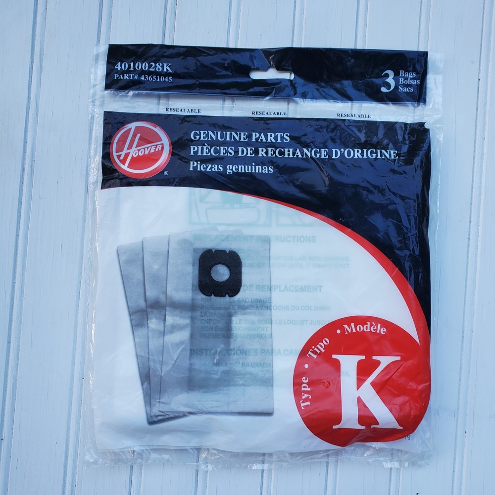 Hoover Type K Vacuum Bags 3-Pack Genuine Parts 4010028K Spirit Encore Canister